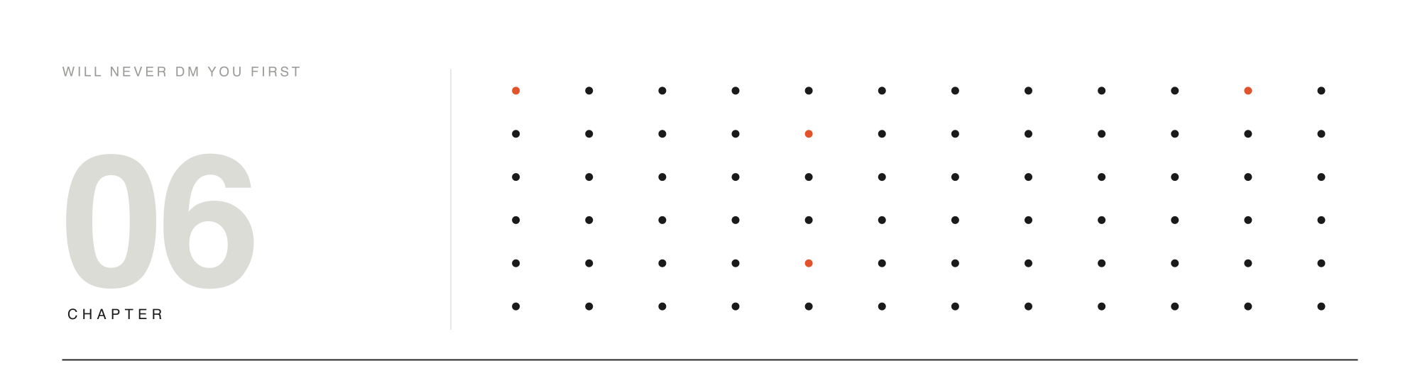A denser ordered grid of dots with several marked in accent — the catalog continues.